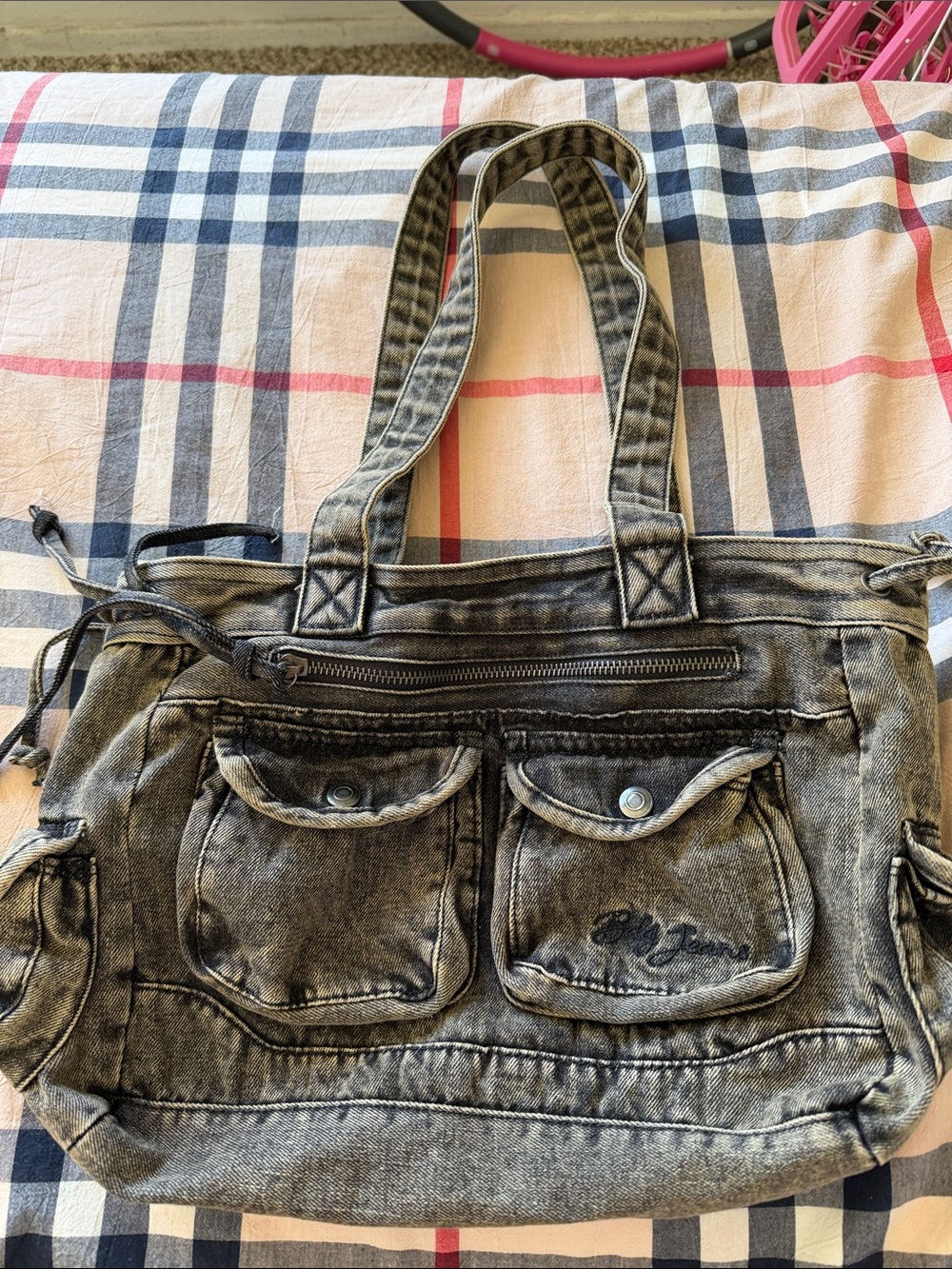 Urban Outfitters Washed Black Canvas Tote Bag